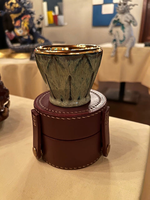 cappuccino cup, with Leather Case | Yoshiaki Imamura