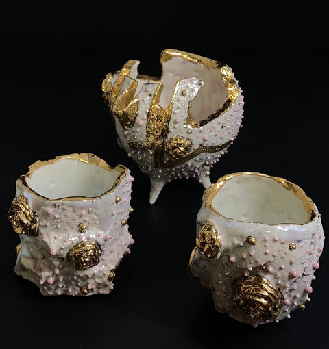 Sake Vessel Set, 'Ray-Pink' | Toru Ichikawa