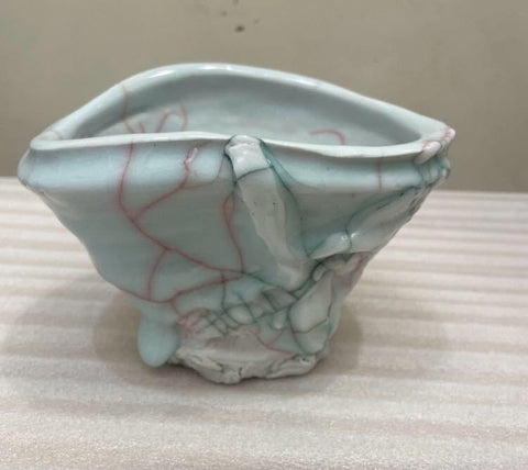 漆貫入彩青白磁茶盌|氏家昂大