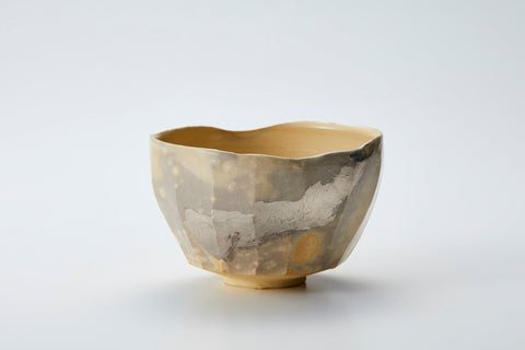 Tea Bowl, Deer-Back Glaze with Spatula Marks and Silver | Housai Matsubayashi