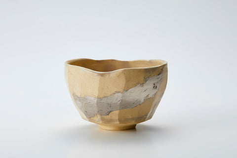 Tea Bowl, Kaze Glaze with Spatula Marks, Silver Overglaze | Housai Matsubayashi (alternate view)