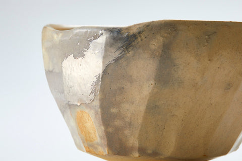 Tea Bowl, Kaze Glaze with Spatula Marks, Silver Overglaze | Housai Matsubayashi (alternate view)