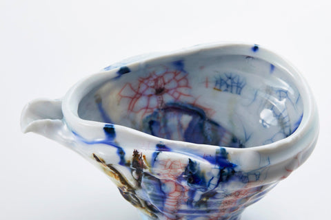 Lacquer-Filled Crackle, Ofuke Glaze Spouted Bowl | Kodai Ujiie (alternate view)