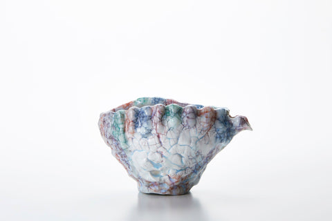 Lacquer-Crackle White Glaze Katakuchi Pitcher | Kodai Ujiie (alternate view)