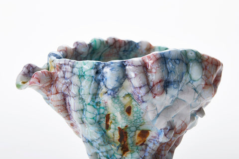 Lacquer-Crackle White Glaze Katakuchi Pitcher | Kodai Ujiie (alternate view)