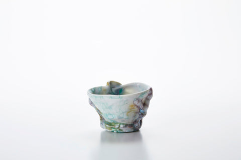 Lacquer-Filled Crackle, White Porcelain Guinomi (Sake Cup) | Kodai Ujiie (alternate view)