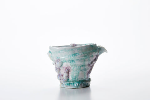 Lacquer-Crackle White Porcelain Katakuchi Pitcher | Kodai Ujiie (alternate view)