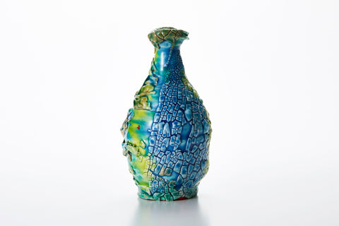 Oribe-Style Vermilion Lacquer Tokkuri (Sake Bottle) (A) | Kodai Ujiie (alternate view)