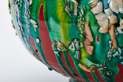 Oribe-Style Vermilion Lacquer Jar (A) | Kodai Ujiie (alternate view)