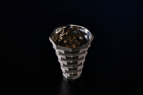 Constructed Vessel, Black Luster Silver, Guinomi | Yosuke Yamaura (alternate view)