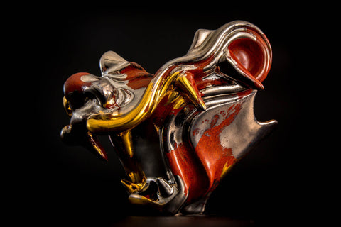 Cheek Armor Cup, Dragon Form, Crimson & Platinum | Takahiro Koga (alternate view)