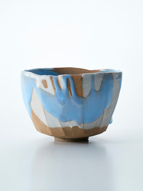 茶盌　月白釉流シ｜松林豊斎（別角度）